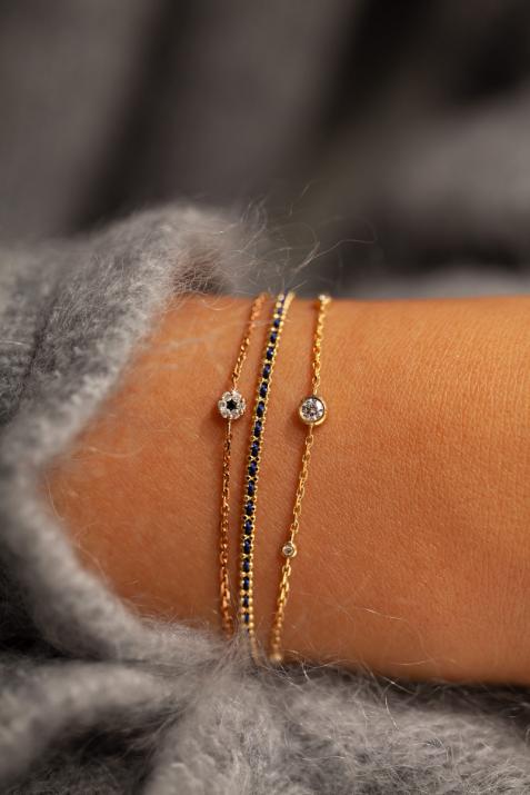 Illusion Colored 0.06克拉圆形钻石玫瑰金链制女士手链 - Redline - 0++