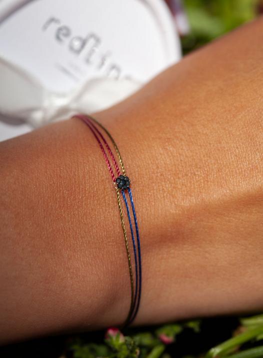 Illusion Kcolor Fuzz 0.05克拉圆形黑钻白金多绳男士手链 - Redline - 0++