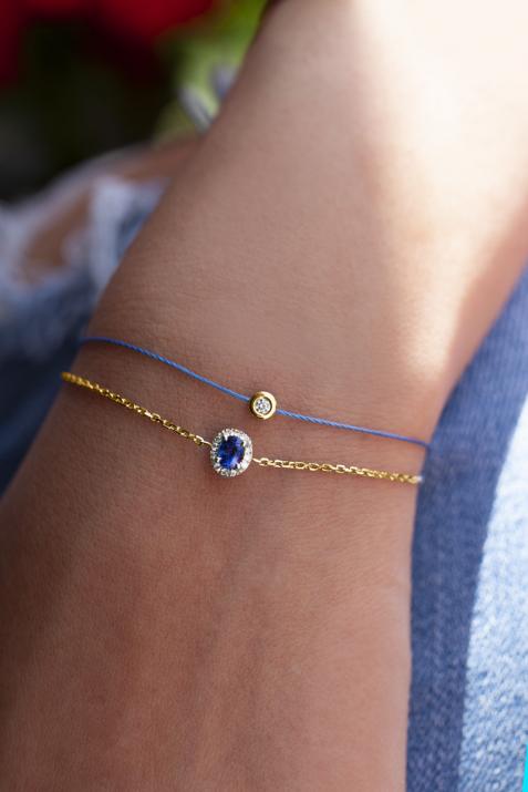 Mini Pure 0.05克拉圆形钻石黄金绳制女士手链 - Redline - 0++