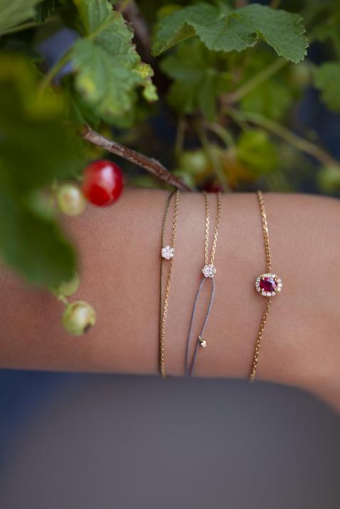 Illusion Si Distingué 0.06克拉圆形钻石黄金半绳半链女士手链 - Redline - 0++