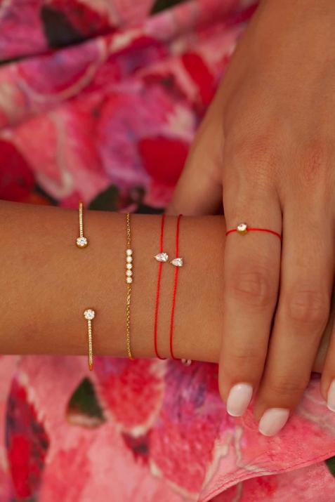 Altesse 0.10克拉水滴形钻石黄金绳制女士手链 - Redline - 0++