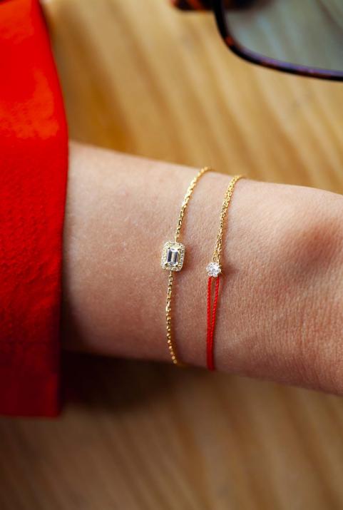 Illusion Distingué 0.05克拉圆形钻石黄金半绳半链女士手链 - Redline - 0++