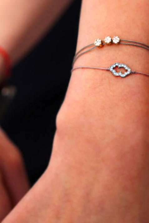 Nuage 0.09克拉云朵圆形钻石黑金绳制女士手链 - Redline - 0++