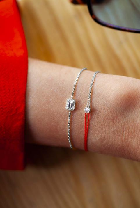 Illusion Distingué 0.05克拉圆形钻石白金半绳半链女士手链 - Redline - 0++