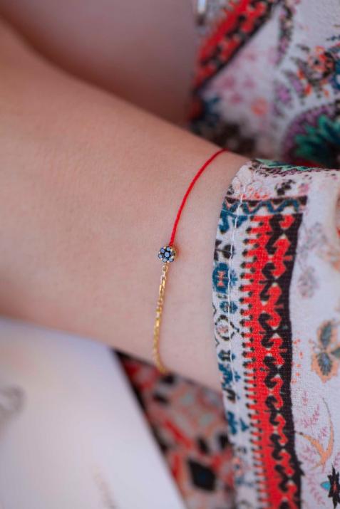 Illusion Kcolor 0.05克拉圆形黑钻黄金半绳半链女士手链 - Redline - 0++