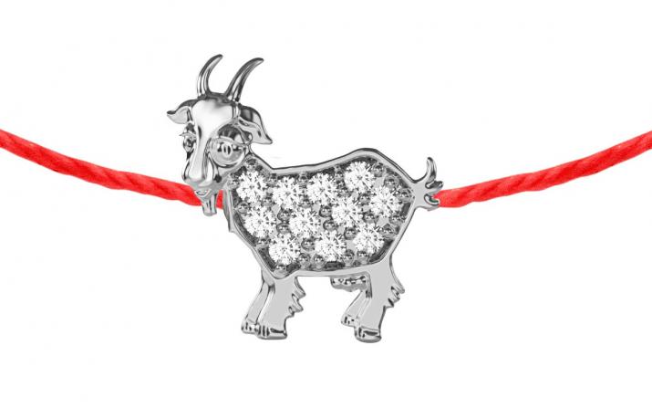 Lucky Goat 0.06克拉圆形钻石白金绳制女士手链 - Redline - 0++