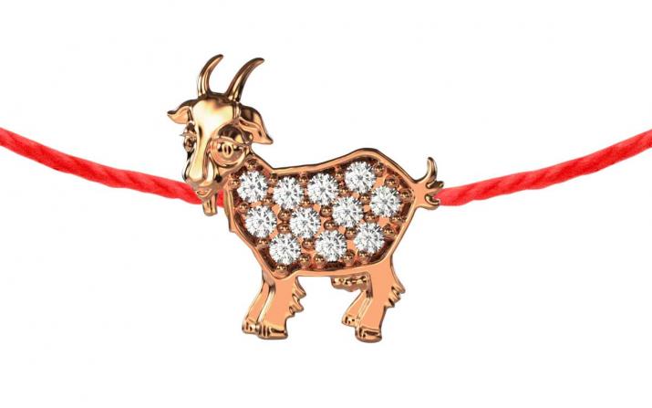 Lucky Goat 0.06克拉圆形钻石玫瑰金绳制女士手链 - Redline - 0++