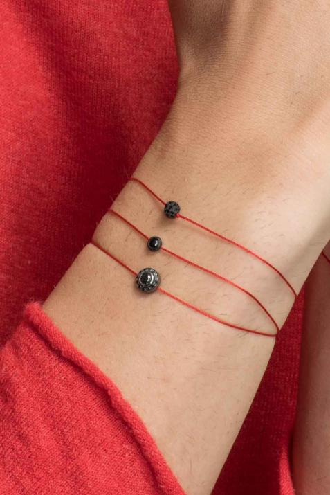 So Vip Kcolor 0.269克拉圆形黑钻黑金绳制男士手链 - Redline - 0++