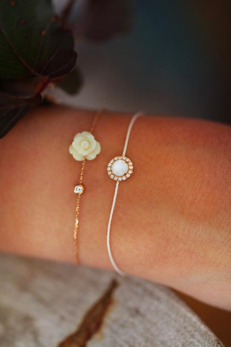 Mayssa Bb Pure 0.05克拉圆形钻石玫瑰金链制女士手链 - Redline - 0++