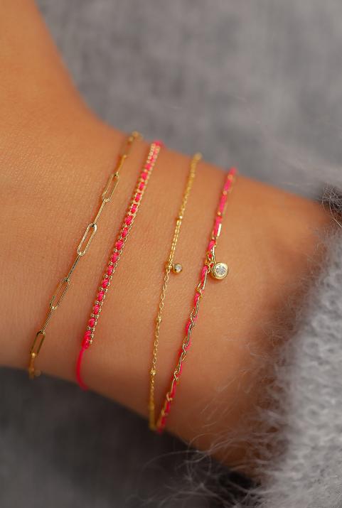 带钻细绳黄金链交错手链 - Redline - 0++