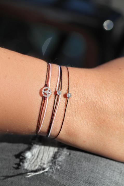 Illusion Fuzz 0.05克拉圆形钻石黑金多绳女士手链 - Redline - 0++