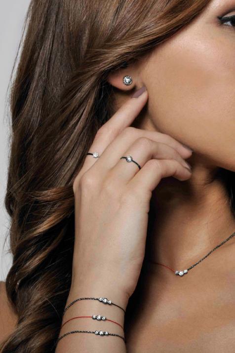 Eternity Amuro 0.20克拉圆形钻石黑金链制女士手链 - Redline - 0++