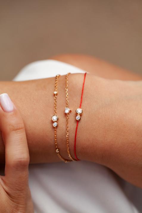 Infinite Explosion 0.15克拉圆形钻石黄金链制女士手链 - Redline - 0++