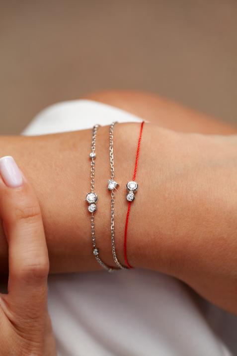 Bien- Aimé 0.10克拉心形钻石白金链制女士手链 - Redline - 0++