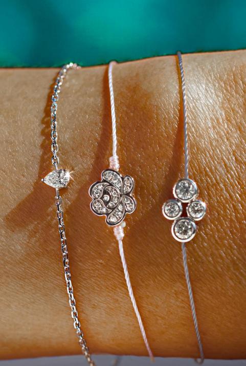 白金镶钻睡莲绳制手链 - Redline - 0++