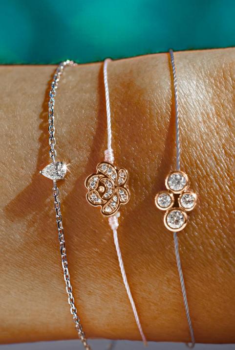 玫瑰金镶钻睡莲绳制手链 - Redline - 0++