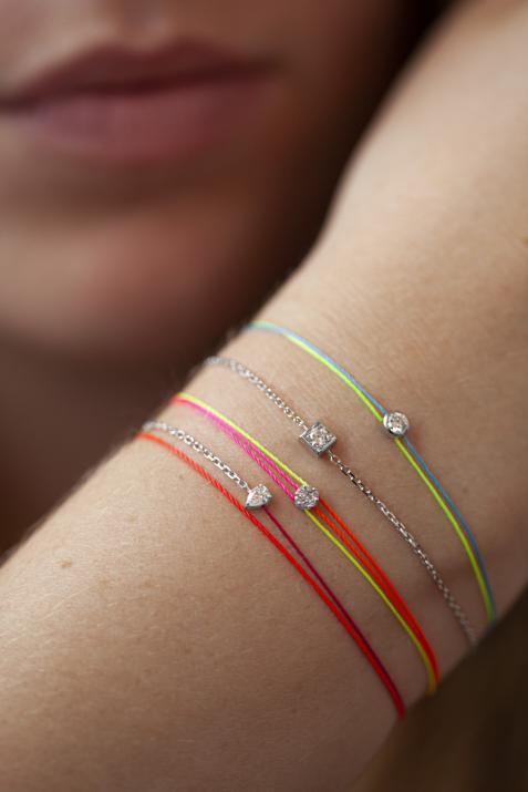 Illusion Fuzz 0.05克拉圆形钻石黑金多绳女士手链 - Redline - 0++