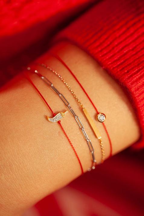 玫瑰金镶钻辣椒绳制手链 - Redline - 0++