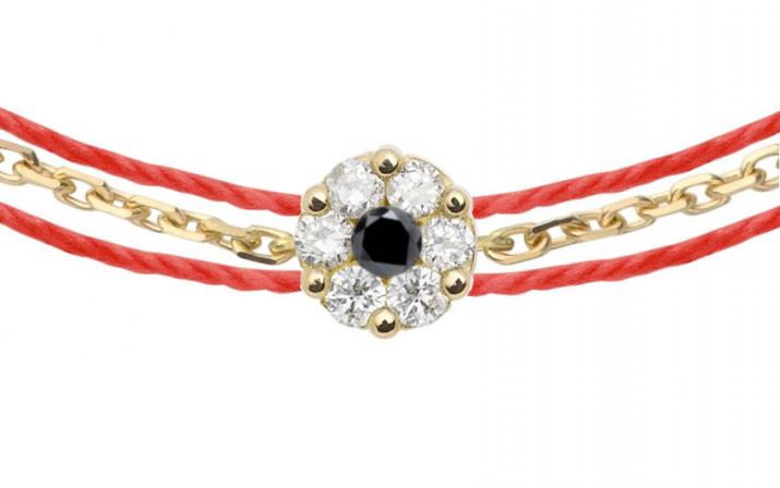 Illusion Colored Pimpant Diamant Noir 0.06克拉圆形钻石黄金双绳女士手链 - Redline - 0++