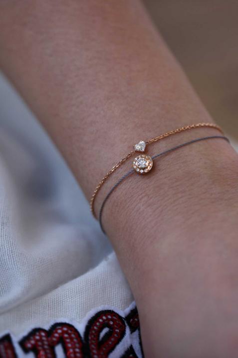 So Vip 0.26克拉圆形钻石玫瑰金绳制女士手链 - Redline - 0++