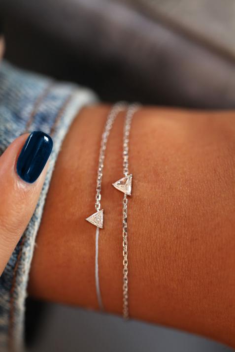 Son Impératrice 0.20克拉三角形钻石白金半绳半链女士手链 - Redline - 0++