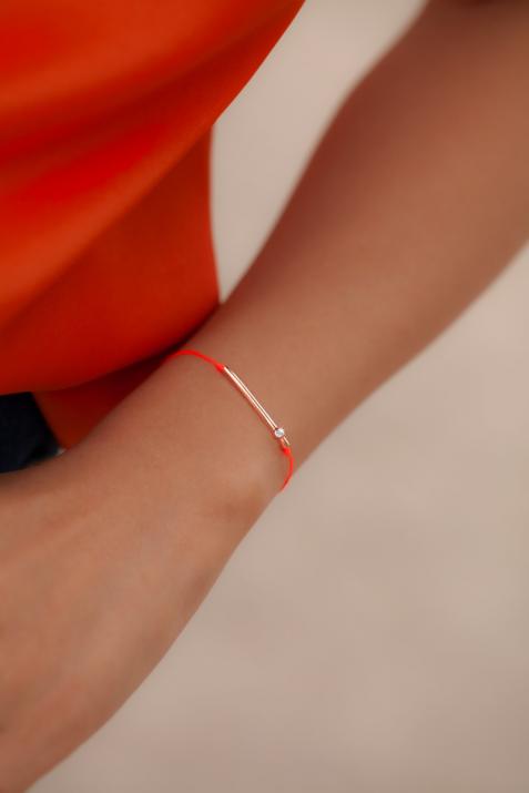 Tube 0.05克拉圆形钻石玫瑰金绳制女士手链 - Redline - 0++