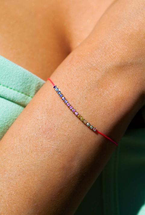 玛丽莲彩虹蓝宝石线手链白金 - Redline - 0++