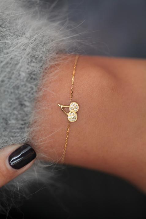 Cerisette镶钻樱桃白金链制手链 - Redline