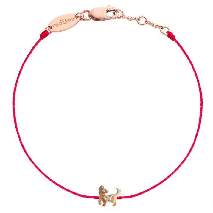 Dog Pave 0.02克拉钻石黄金绳制女士手链 - Redline