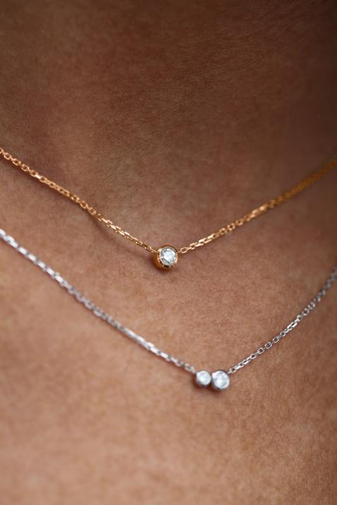 Pure 0.10克拉圆形钻石玫瑰金链制女士项链 - Redline - 0++