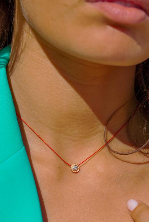 So Vip 0.26克拉圆形钻石玫瑰金绳制女士项链 - Redline - 0++