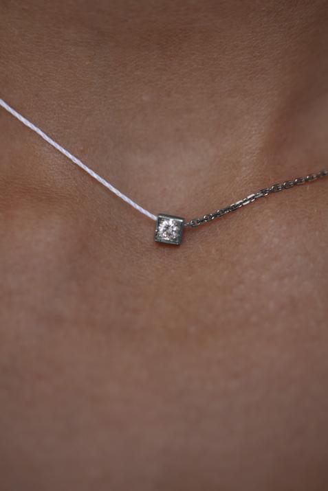 Cube 0.10克拉圆形钻石黑金半绳半链项链 - Redline - 0++