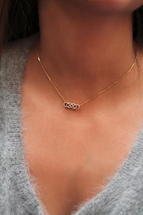 Pour Toujours闪耀钻石黄金项链 - Redline