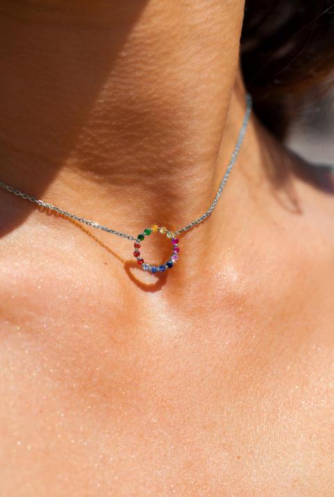 AURELANGE彩虹蓝宝石链项链白金 - Redline - 0++