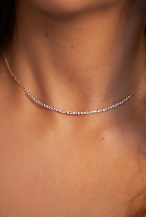 Marilyn 0.84克拉圆形钻石玫瑰金链制女士项链 - Redline - 0++