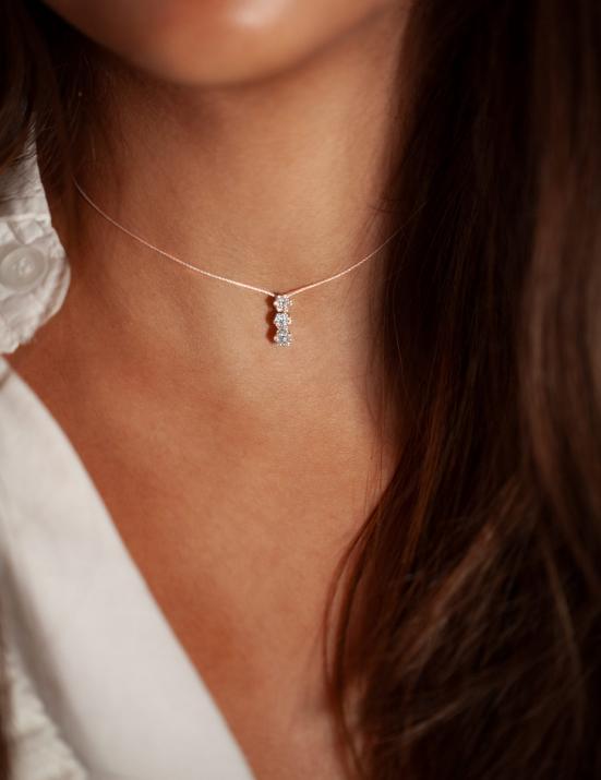 Trillusion 0.15克拉圆形钻石绳制女士项链 - Redline - 0++