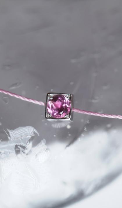 Cube Saphir Rose 0.10克拉钻石白金绳制女士手链 - Redline