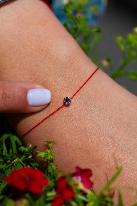 Illusion Kcolor 0.05克拉圆形黑钻玫瑰金绳制女士手链 - Redline - 0++