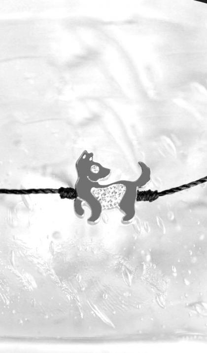 Dog Pave 0.02克拉钻石白金绳制女士手链 - Redline - 0++