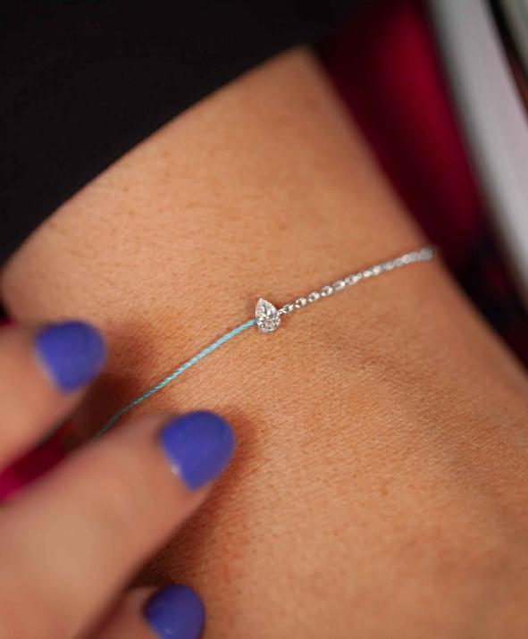 Son Altesse 0.20克拉水滴形钻石白金半绳半链女士手链 - Redline - 0++