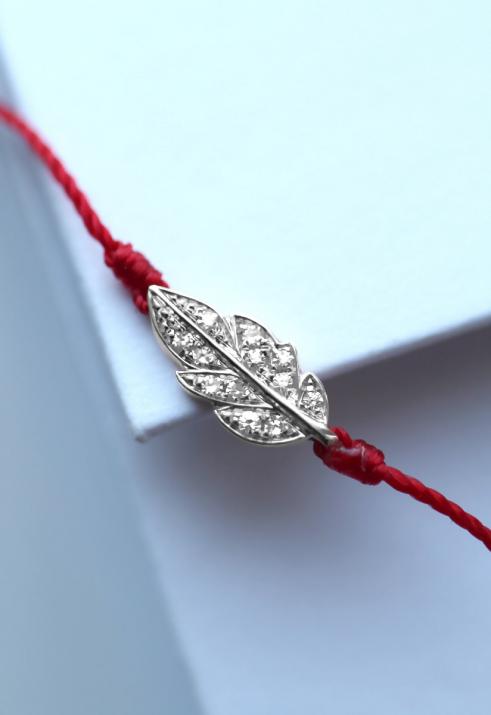 Douceur 0.035克拉圆形钻石白金绳制女士手链 - Redline - 0++