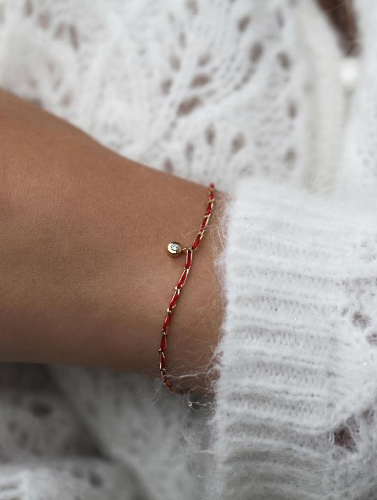 带钻细绳黄金链交错手链 - Redline - 0++