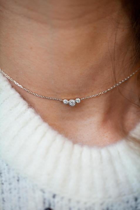 Eternity Amuro 0.20克拉圆形钻石白金链制女士项链 - Redline - 0++