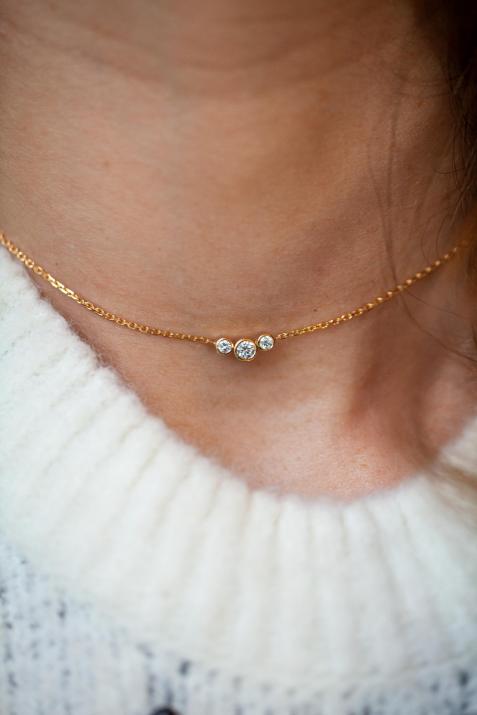 Eternity Amuro 0.20克拉圆形钻石黄金链制女士项链 - Redline - 0++