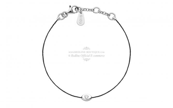 String bracelet with 0.05ct diamond in eyes-shaped 925 silver - Redline - 0++