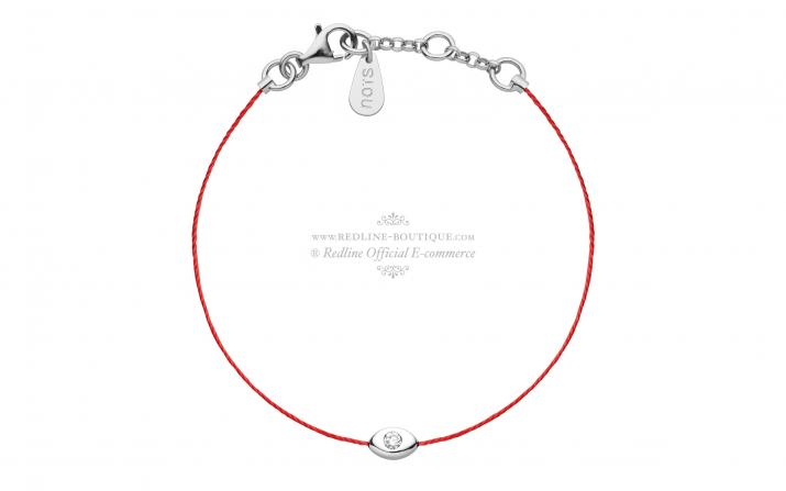 String bracelet with 0.05ct diamond in eyes-shaped 925 silver - Redline - 0++