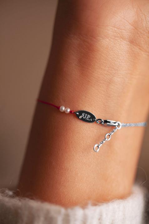 By Sarah Jessica Parker 0.155克拉圆形钻石珍珠黑金半绳半链女士手链 - Redline - 0++