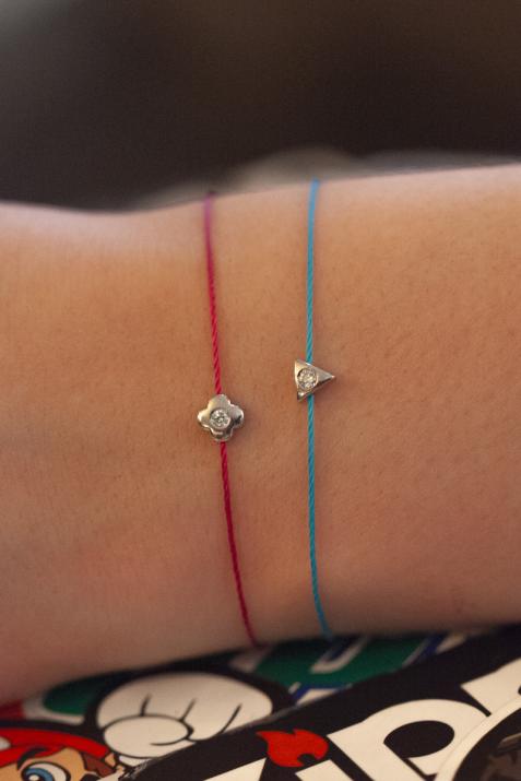 Nois Trefle 0.05克拉圆形钻石银制绳制女士手链 - Redline - 0++