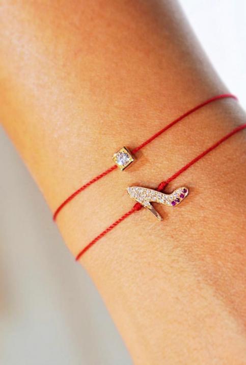 Gossip红宝石钻石黄金款细绳手链 - Redline - 0++