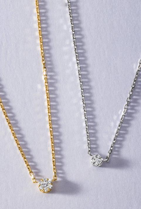 So Illusion 0.10克拉圆形钻石黄金链制女士项链 - Redline - 0++